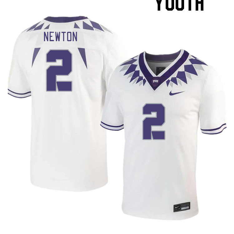 Youth #2 Josh Newton TCU Horned Frogs 2023 College Footbal Jerseys Stitched-White - Click Image to Close